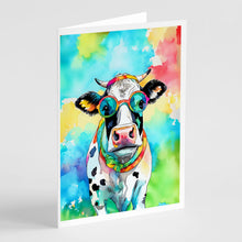 Load image into Gallery viewer, Hippie Animal Cow Greeting Cards - Blank Note Cards – 8-Pack of Artist-Designed Cards with Envelopes