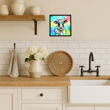 Load image into Gallery viewer, Hippie Animal Cow Framed Metal Print