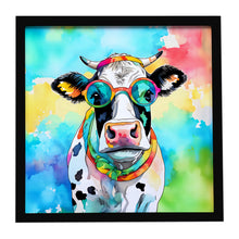 Load image into Gallery viewer, Hippie Animal Cow Framed Metal Print