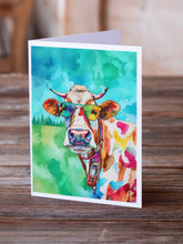Load image into Gallery viewer, Hippie Animal Cow Greeting Cards - Blank Note Cards – 8-Pack of Artist-Designed Cards with Envelopes