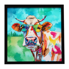 Load image into Gallery viewer, Hippie Animal Cow Framed Metal Print