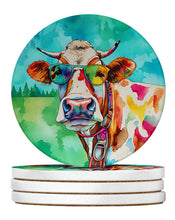 Load image into Gallery viewer, Hippie Animal Cow Large Sandstone Coasters Pack of 4