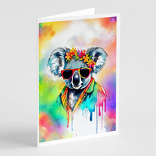 Load image into Gallery viewer, Hippie Animal Koala Greeting Cards - Blank Note Cards – 8-Pack of Artist-Designed Cards with Envelopes