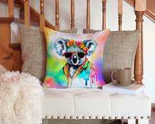 Load image into Gallery viewer, Hippie Animal Koala Throw Pillow - 14x14 Decorative Pillow – Art for Your Home &amp; Patio