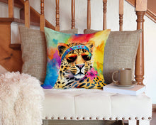 Load image into Gallery viewer, Hippie Animal Leopard Throw Pillow - 14x14 Decorative Pillow – Art for Your Home &amp; Patio
