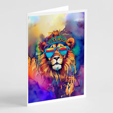 Load image into Gallery viewer, Hippie Animal Lion Greeting Cards - Blank Note Cards – 8-Pack of Artist-Designed Cards with Envelopes