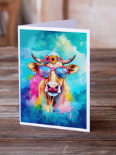 Load image into Gallery viewer, Hippie Animal Malvi Cow Greeting Cards - Blank Note Cards – 8-Pack of Artist-Designed Cards with Envelopes