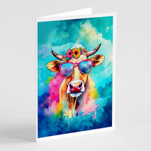 Load image into Gallery viewer, Hippie Animal Malvi Cow Greeting Cards - Blank Note Cards – 8-Pack of Artist-Designed Cards with Envelopes