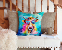 Load image into Gallery viewer, Hippie Animal Malvi Cow Throw Pillow - 14x14 Decorative Pillow – Art for Your Home &amp; Patio