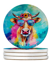 Load image into Gallery viewer, Hippie Animal Malvi Cow Large Sandstone Coasters Pack of 4