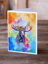 Load image into Gallery viewer, Hippie Animal Moose Greeting Cards - Blank Note Cards – 8-Pack of Artist-Designed Cards with Envelopes