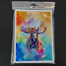 Load image into Gallery viewer, Hippie Animal Moose Greeting Cards - Blank Note Cards – 8-Pack of Artist-Designed Cards with Envelopes