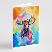 Load image into Gallery viewer, Hippie Animal Moose Greeting Cards - Blank Note Cards – 8-Pack of Artist-Designed Cards with Envelopes