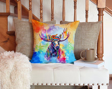 Load image into Gallery viewer, Hippie Animal Moose Throw Pillow - 14x14 Decorative Pillow – Art for Your Home &amp; Patio