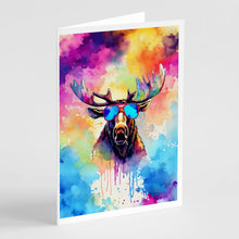 Load image into Gallery viewer, Hippie Animal Moose Greeting Cards - Blank Note Cards – 8-Pack of Artist-Designed Cards with Envelopes