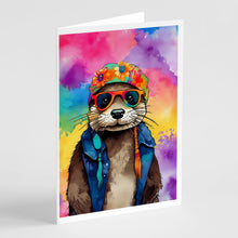 Load image into Gallery viewer, Hippie Animal Otter Greeting Cards - Blank Note Cards – 8-Pack of Artist-Designed Cards with Envelopes