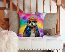 Load image into Gallery viewer, Hippie Animal Otter Throw Pillow - 14x14 Decorative Pillow – Art for Your Home &amp; Patio