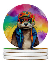 Load image into Gallery viewer, Hippie Animal Otter Large Sandstone Coasters Pack of 4