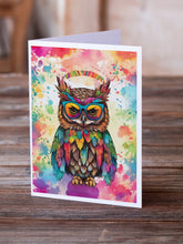 Load image into Gallery viewer, Hippie Animal Owl Greeting Cards - Blank Note Cards – 8-Pack of Artist-Designed Cards with Envelopes