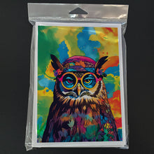 Load image into Gallery viewer, Hippie Animal Owl Greeting Cards - Blank Note Cards – 8-Pack of Artist-Designed Cards with Envelopes