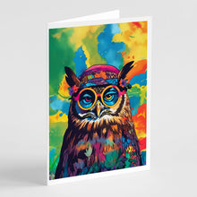 Load image into Gallery viewer, Hippie Animal Owl Greeting Cards - Blank Note Cards – 8-Pack of Artist-Designed Cards with Envelopes