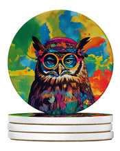 Load image into Gallery viewer, Hippie Animal Owl Large Sandstone Coasters Pack of 4