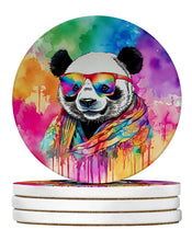 Load image into Gallery viewer, Hippie Animal Panda Large Sandstone Coasters Pack of 4
