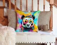 Load image into Gallery viewer, Hippie Animal Panda Throw Pillow - 14x14 Decorative Pillow – Art for Your Home &amp; Patio