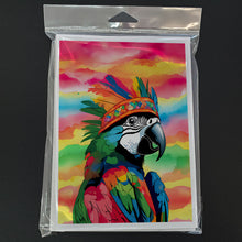 Load image into Gallery viewer, Hippie Animal Parrot Greeting Cards - Blank Note Cards – 8-Pack of Artist-Designed Cards with Envelopes