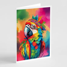 Load image into Gallery viewer, Hippie Animal Parrot Greeting Cards - Blank Note Cards – 8-Pack of Artist-Designed Cards with Envelopes