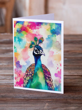 Load image into Gallery viewer, Hippie Animal Peacock Greeting Cards - Blank Note Cards – 8-Pack of Artist-Designed Cards with Envelopes