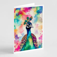 Load image into Gallery viewer, Hippie Animal Peacock Greeting Cards - Blank Note Cards – 8-Pack of Artist-Designed Cards with Envelopes