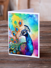 Load image into Gallery viewer, Hippie Animal Peacock Greeting Cards - Blank Note Cards – 8-Pack of Artist-Designed Cards with Envelopes