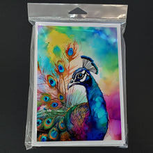 Load image into Gallery viewer, Hippie Animal Peacock Greeting Cards - Blank Note Cards – 8-Pack of Artist-Designed Cards with Envelopes
