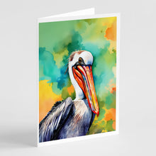 Load image into Gallery viewer, Hippie Animal Pelican Greeting Cards - Blank Note Cards – 8-Pack of Artist-Designed Cards with Envelopes