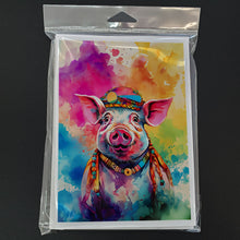 Load image into Gallery viewer, Hippie Animal Pig Greeting Cards - Blank Note Cards – 8-Pack of Artist-Designed Cards with Envelopes