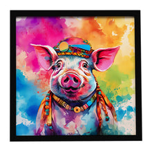 Load image into Gallery viewer, Hippie Animal Pig Framed Metal Print