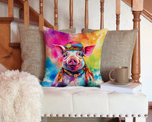Load image into Gallery viewer, Hippie Animal Pig Throw Pillow - 14x14 Decorative Pillow – Art for Your Home &amp; Patio