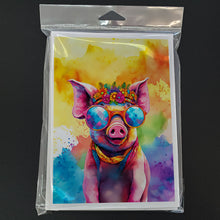 Load image into Gallery viewer, Hippie Animal Pig Greeting Cards - Blank Note Cards – 8-Pack of Artist-Designed Cards with Envelopes