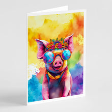 Load image into Gallery viewer, Hippie Animal Pig Greeting Cards - Blank Note Cards – 8-Pack of Artist-Designed Cards with Envelopes