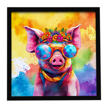 Load image into Gallery viewer, Hippie Animal Pig Framed Metal Print