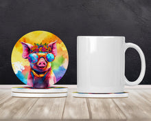 Load image into Gallery viewer, Hippie Animal Pig Large Sandstone Coasters Pack of 4