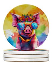 Load image into Gallery viewer, Hippie Animal Pig Large Sandstone Coasters Pack of 4