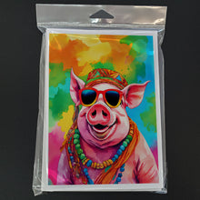 Load image into Gallery viewer, Hippie Animal Pig Greeting Cards - Blank Note Cards – 8-Pack of Artist-Designed Cards with Envelopes