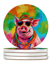 Load image into Gallery viewer, Hippie Animal Pig Large Sandstone Coasters Pack of 4