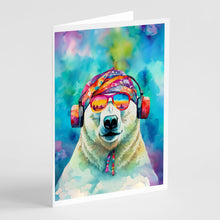 Load image into Gallery viewer, Hippie Animal Polar Bear Greeting Cards - Blank Note Cards – 8-Pack of Artist-Designed Cards with Envelopes