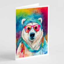 Load image into Gallery viewer, Hippie Animal Polar Bear Greeting Cards - Blank Note Cards – 8-Pack of Artist-Designed Cards with Envelopes