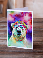 Load image into Gallery viewer, Hippie Animal Polar Bear Greeting Cards - Blank Note Cards – 8-Pack of Artist-Designed Cards with Envelopes