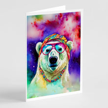 Load image into Gallery viewer, Hippie Animal Polar Bear Greeting Cards - Blank Note Cards – 8-Pack of Artist-Designed Cards with Envelopes