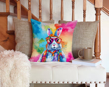 Load image into Gallery viewer, Hippie Animal Rabbit Throw Pillow - 14x14 Decorative Pillow – Art for Your Home &amp; Patio